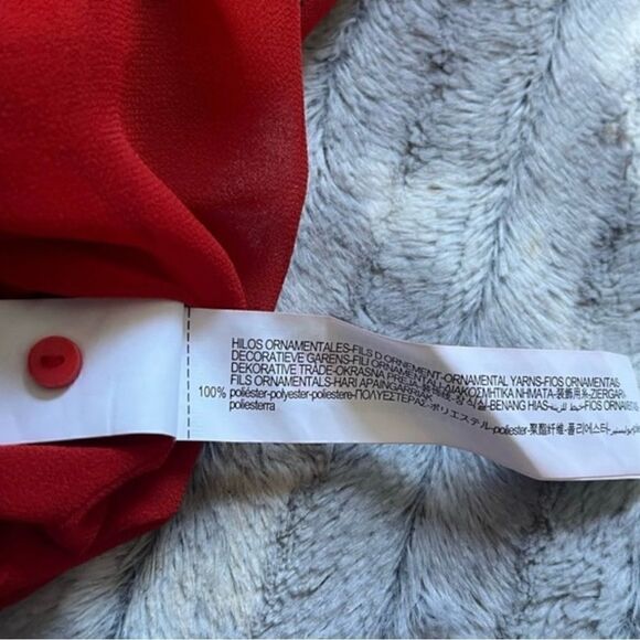 Like New Zara Petite Black Floral Print Smocked Maxi Red Dress - Picture 6 of 7